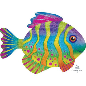 33 inch Holographic Colorful Fish SuperShape Foil Balloon UNINFLATED
