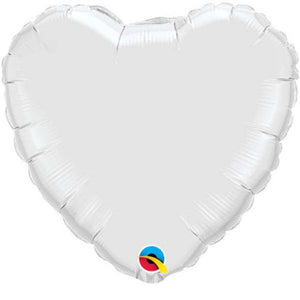 36" Heart White Qualatex Plain Latex Balloons UNINFLATED