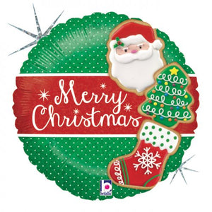 45cm Christmas Cookies Holographic Round Foil Balloon UNINFLATED