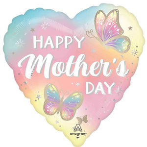 45cm Mother's Day Fluttering Dreams Heart Foil Balloon UNINFLATED