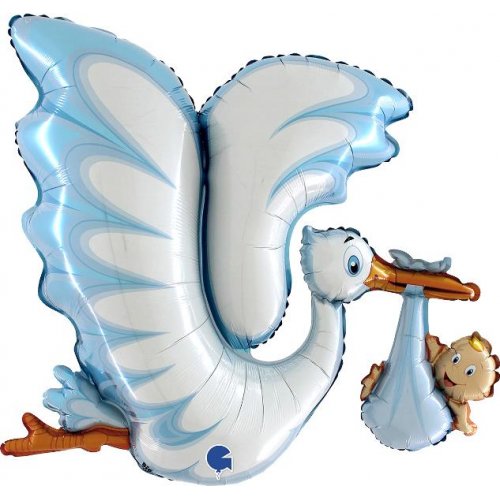53inch Stork Blue Foil Balloon UNINFLATED