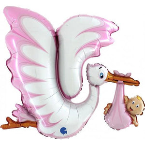 53inch Stork Pink Foil Balloon UNINFLATED
