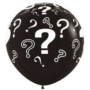 90cm Round Fashion Black Question Marks Printed Latex Balloon UNINFLATED