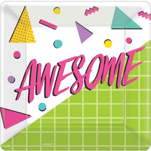 Awesome 80s Party Square Plates - Pack of 16