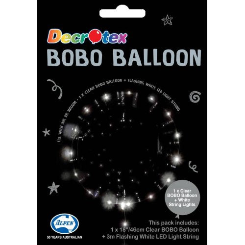 BOBO Clear Balloon 18in+3m White LED Light String Uninflated