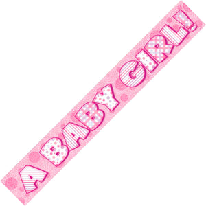 "A Baby GIRL" Baby Shower Prismatic Foil Banner
