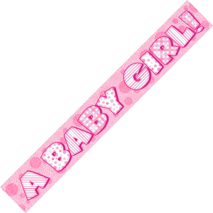 "A Baby GIRL" Baby Shower Prismatic Foil Banner