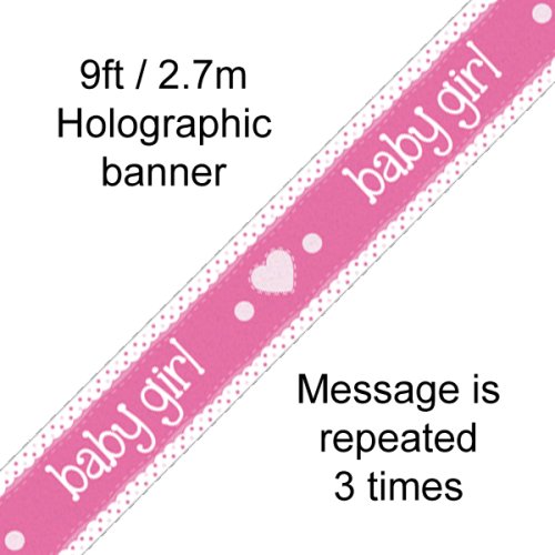 "A Baby Girl" Baby Shower Holographic Foil Banner 2.7m