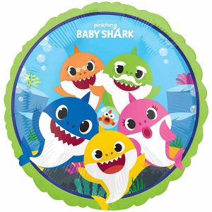 45cm Baby Shark Round Foil Balloon UNINFLATED