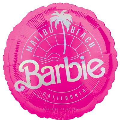 45cm Standard Barbie Round Foil Balloon UNINFLATED