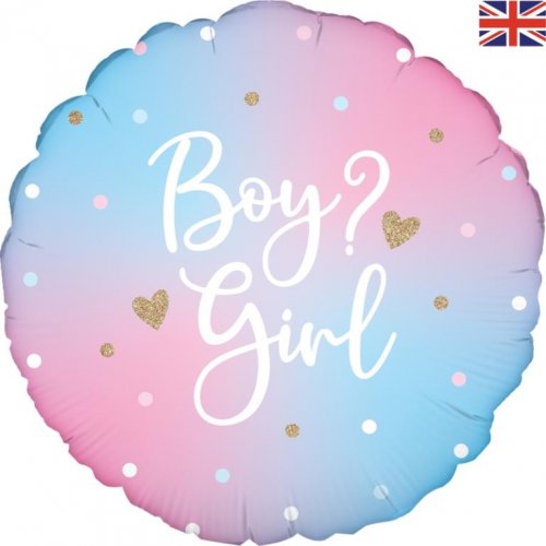 Bright Pastel Gender Reveal Round Foil Balloon UNINFLATED