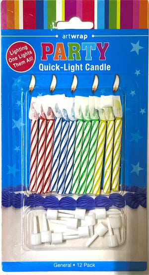 Candle Quick Light Multi colour with holder Pack of 12