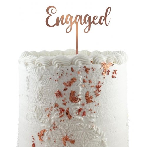 Engaged Rose Gold Acrylic Cake Topper