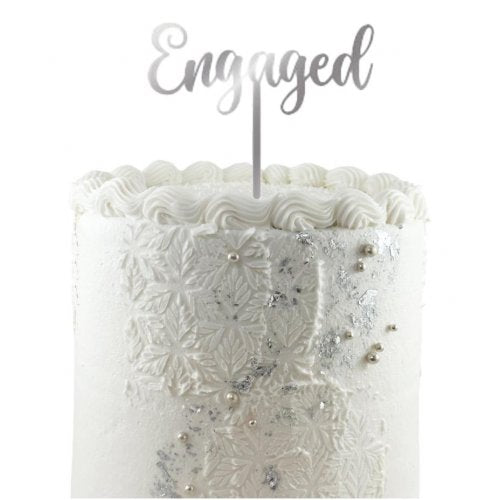 Engaged Silver Acrylic Cake Topper