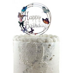 Happy Birthday Butterflies  Acrylic Cake Topper
