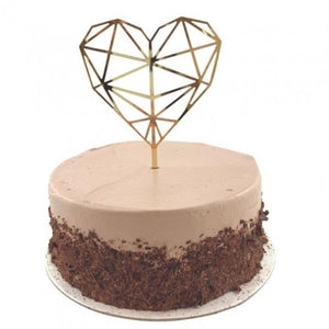 Hex. Heart Gold Acrylic Cake Topper