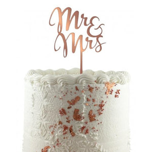 Mr & Mrs Rose Gold Acrylic Cake Topper