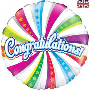 45cm Congratulations Swirl Round Foil Balloon UNINFLATED