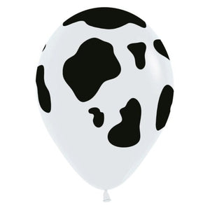 11 Inch Round White Cow Sempertex Printed Latex Balloons UNINFLATED
