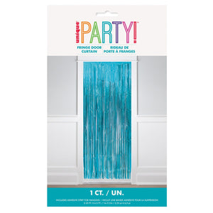 Fringe Door Curtain Baby Blue