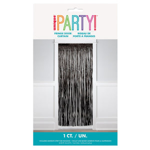 Fringe Door Curtain Black