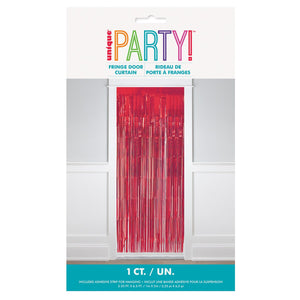 Fringe Door Curtain Red