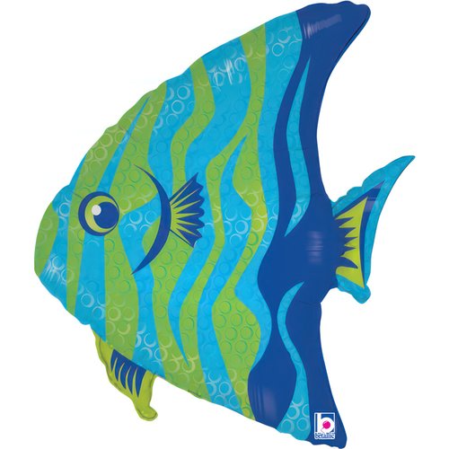 25 inch Angel Fish Blue SuperShape Foil Balloon UNINFLATED