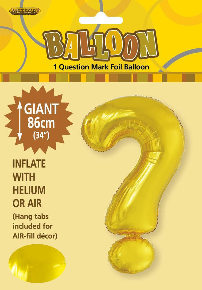 GOLD  "?"  QUESTION MARK  ALPHABET FOIL BALLOON 86CM UNINFLATED