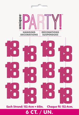Glitz Pink 18 Hanging Decorations