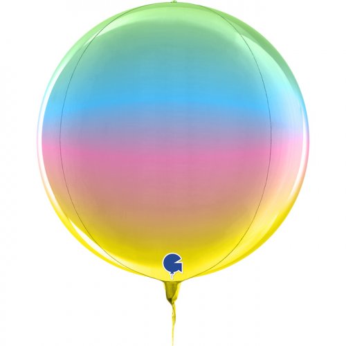 Globe 4D Rainbow Foil Orbz Balloon UNINFLATED
