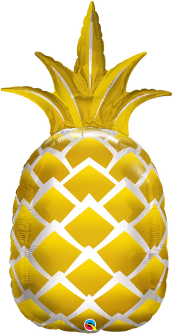 44" Golden Pineapple SuperShape Foil Balloon UNINFLATED