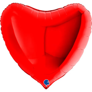 36" Heart Red Plain Foil Balloons UNINFLATED
