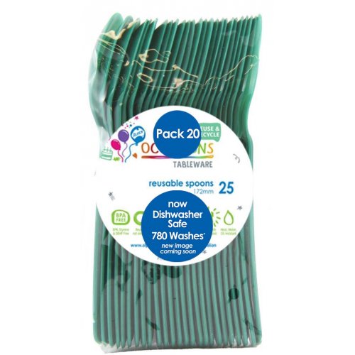 Green Plastic Spoons - Pack of 20