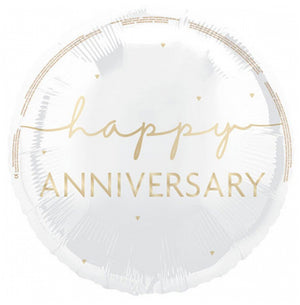 45cm Happy Anniversary Round Foil Balloon UNINFLATED