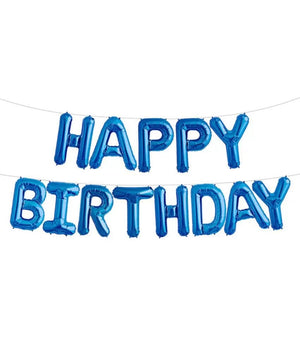 Blue Happy Birthday Foil Balloon Banner Kit - Air Fill Only