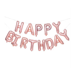 Rose Gold Happy Birthday Foil Balloon Banner Kit - Air Fill Only