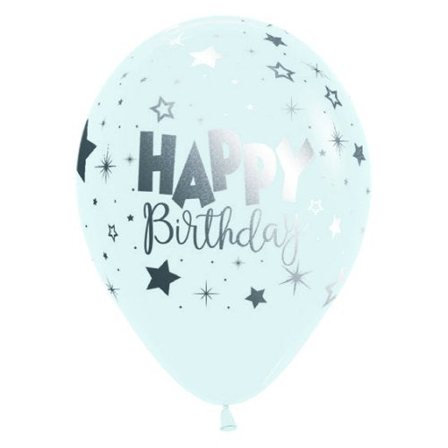 11 Inch Printed Happy Birthday Fantasy Fash White  Sempertex Latex Balloon UNINFLATED
