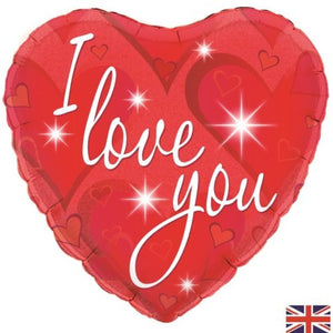 45cm I Love You Sparkles Heart Foil Balloon UNINFLATED