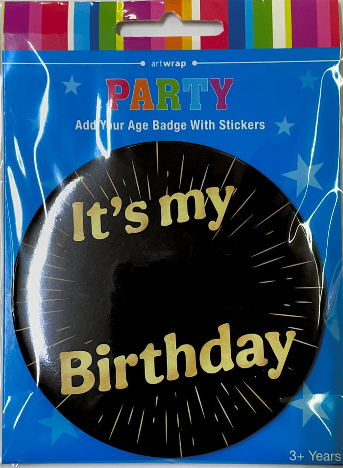Add to Age Birthday Badge With Stickers Black and Gold