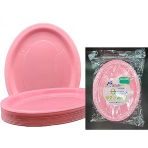 Light Pink Plastic Oval Plates - Pack of 20