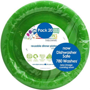 Lime Green Plastic Dinner Plates - Pack of 20