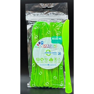Lime Green Plastic Knives - Pack of 20