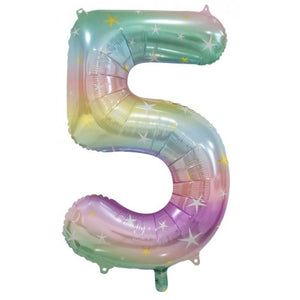 Matt Pastel Rainbow Number 5 Supershape 86cm Foil Balloon UNINFLATED