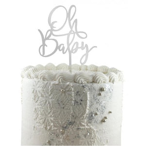 Oh Baby Silver Acrylic Cake Topper