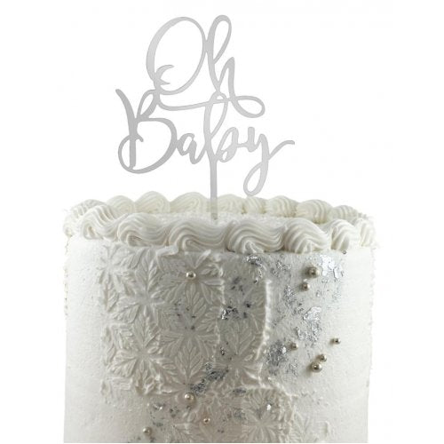 Oh Baby Silver Acrylic Cake Topper