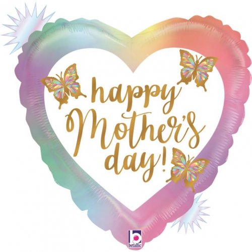 45cm Mother's Day Butterfly Heart Foil Balloon UNINFLATED