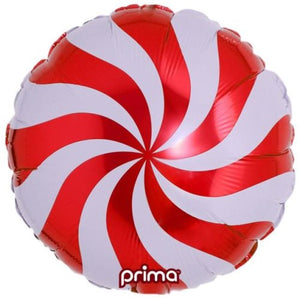 45cm Red Candy Swirl Foil Balloon UNINFLATED