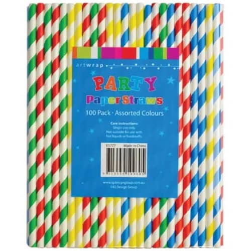 Paper Straws Multi colour Pack of 100