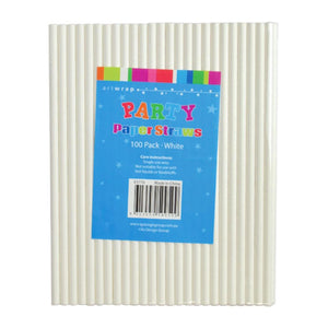 Paper Straws White Pack of 100