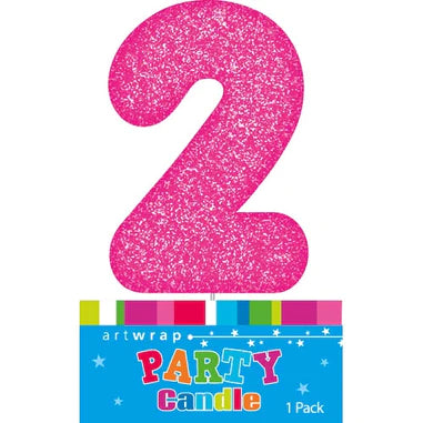 Pink Glitter Candle Number #2